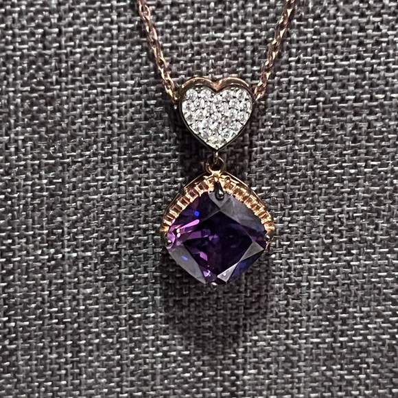 Amethyst and Pink Gold Plated Necklace Set. - Picture 3 of 3